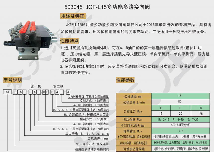 多功能多路阀价格