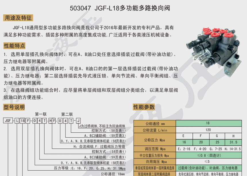 LGF-L18多功能多路换向阀