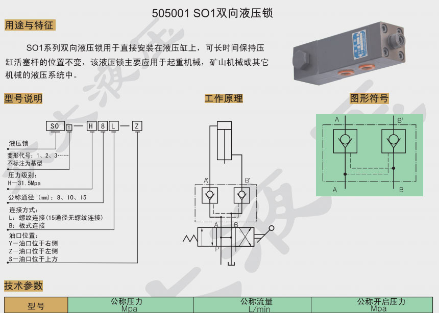 SO1双向液压锁