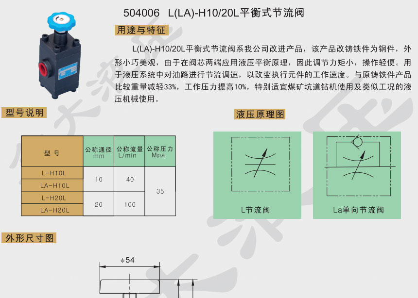 L(LA)-H10/20L平衡式节流阀